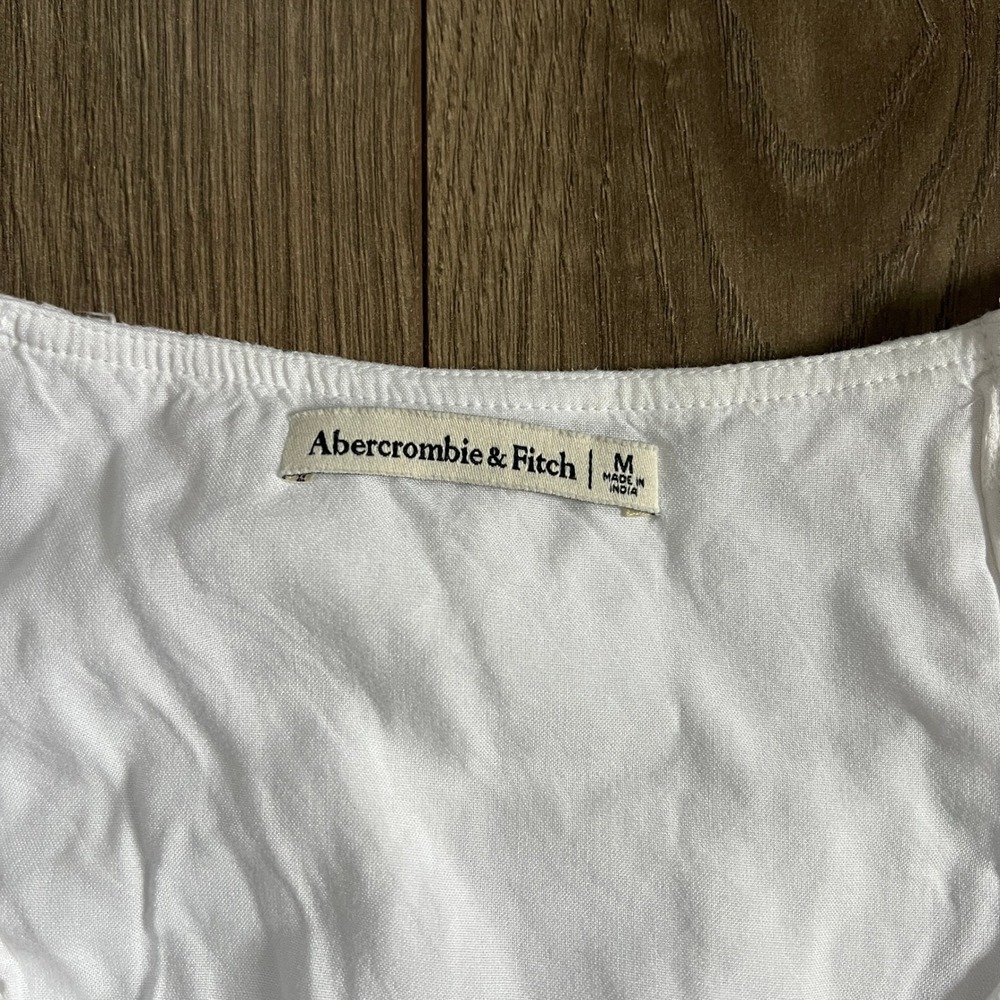 Abercrombie and Fitch Womens Medium White Balloon Puff Sleeve - Picture 2 of 5